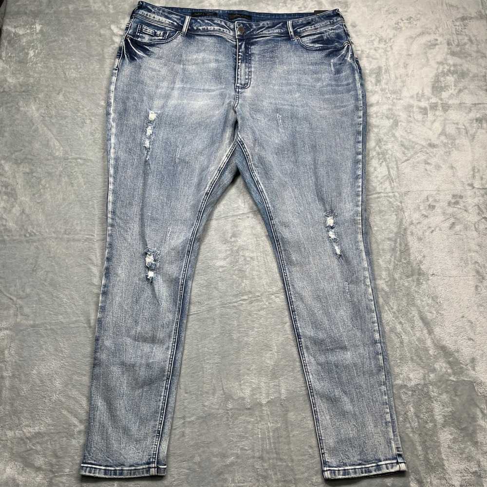 Poetic Justice Madison Skinny Jeans Womens Light Wash‎ Distressed High Rise 22R